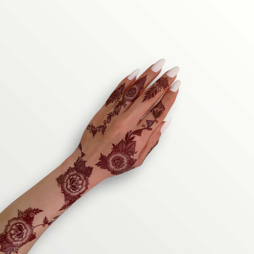 Amazon.com : 9 Sheets Henna tattoo stickers Kit , Indian Waterproof  temporary hand tattoo stickers, Lasting for Beach, Festivals, & Parties :  Beauty & Personal Care